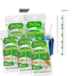 Kit 5 Canudo Bebidas Sucos It`S Bio Biodegradável 500Un