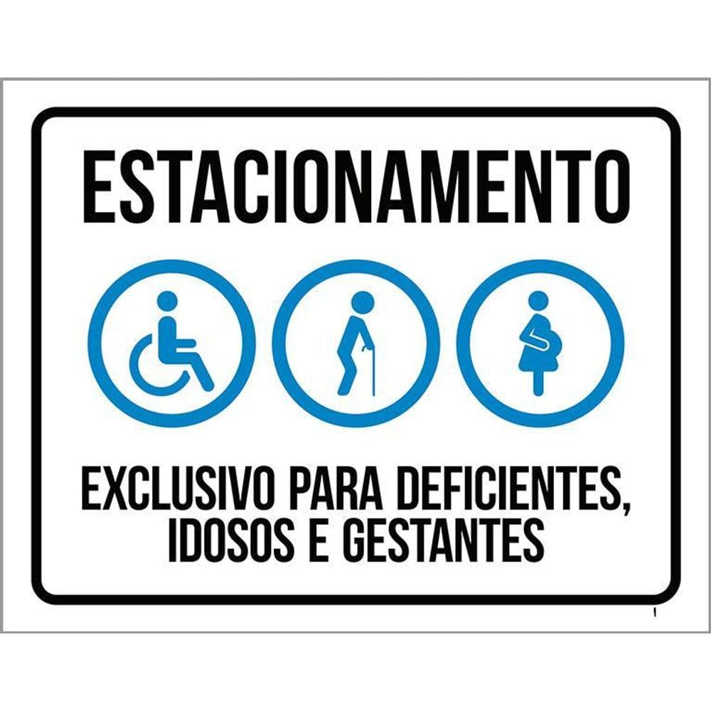 Placa Estacionamento Para Deficientes Idosos Gestantes 36X46