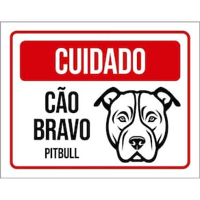 Placa Cuidado Cão Cachorro Bravo Pitbull 36X46