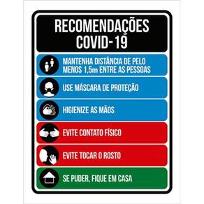 Kit 3 Placas Use Máscara, Lave As Mãos Recomendações