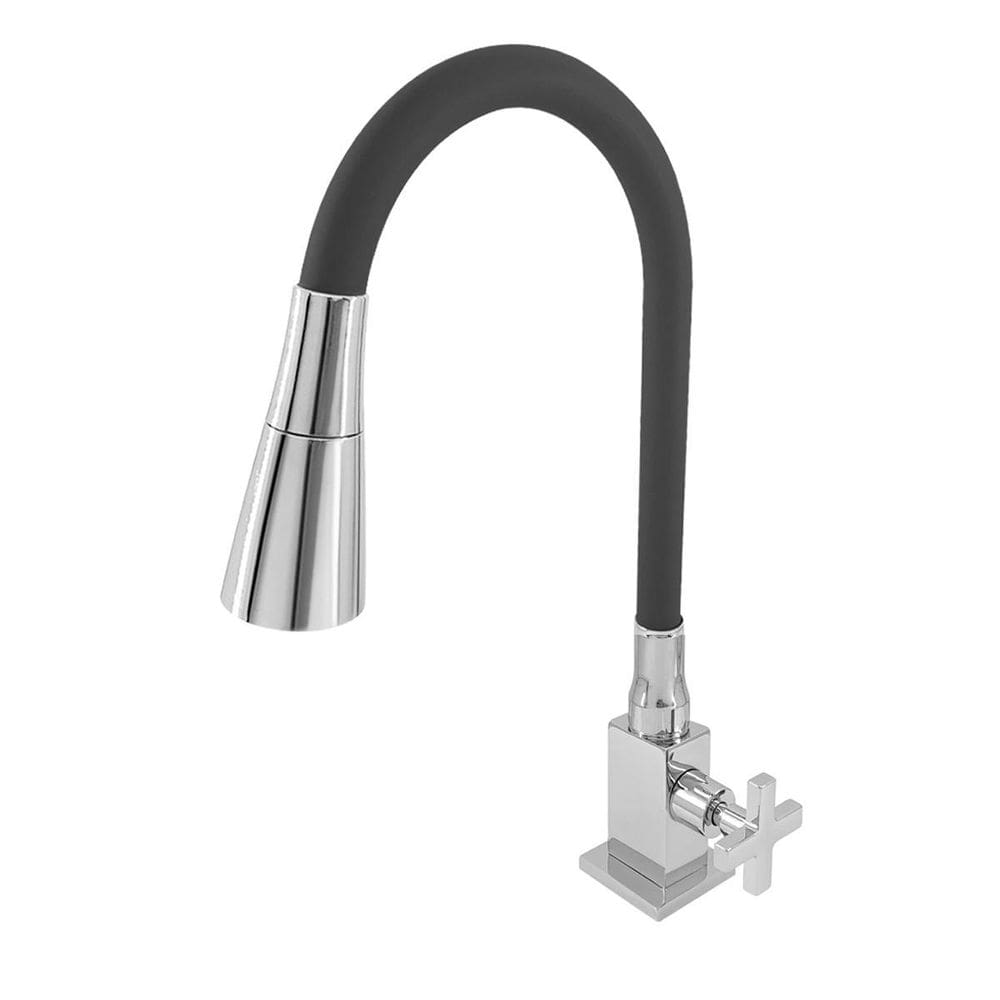 Torneira Luxo Bancada Cozinha Bica Preta Style Cr Metal 1/4