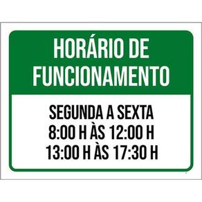 Kit 3 Placas Verde - Horário Funcionamento Segunda Sexta