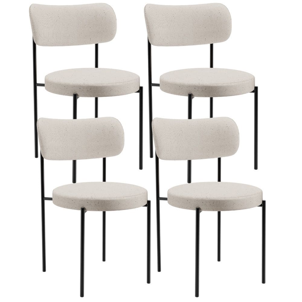 Kit 04 Cadeiras Estofadas Para Sala De Jantar Louise L02 Linho Cru - Lyam Decor