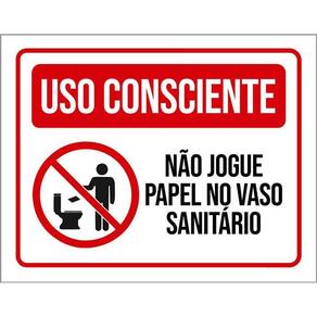 Placa Sinalização - Uso Consciente Papel No Vaso 36X46