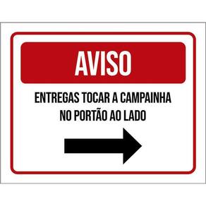 Placa Sinalização - Entregas Campainha Lado 27X35