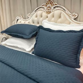 Kit Cobre Leito Colcha Alvorada Casal 3 Peças Percal 300 Fios Clássico - Azul
