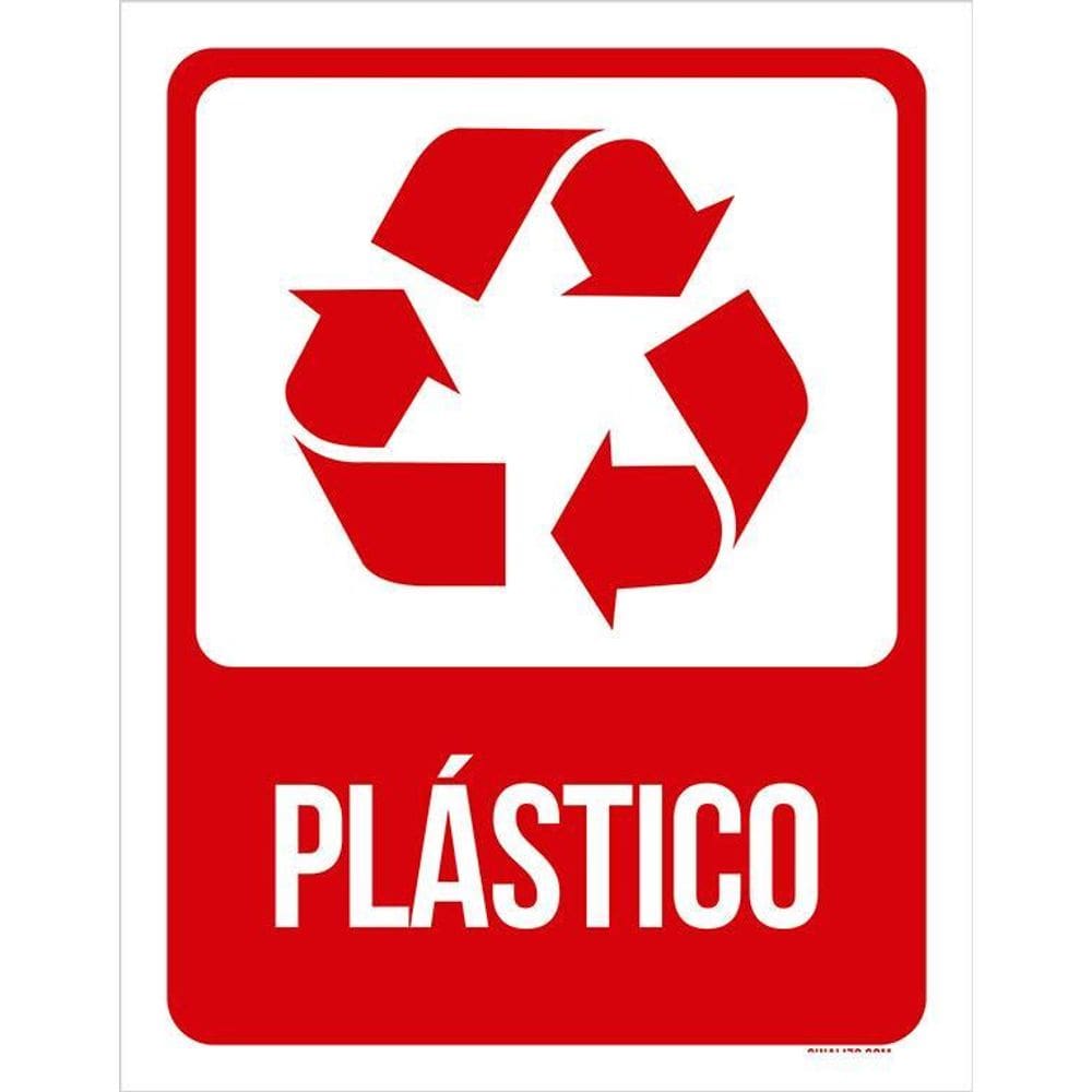 Placa De Sinalização Advertência - Lixo Plástico 36X46