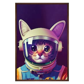 Quadro Decorativo Gato Astronauta Moldura Cx Alta 40x60 Titulos Moldura Madeira