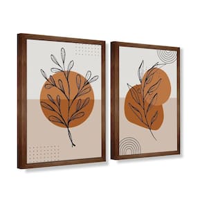 Quadro Decorativo Caixa Alta 2 Un 40X60 Folhas Minimalistas Título Moldura Madeira