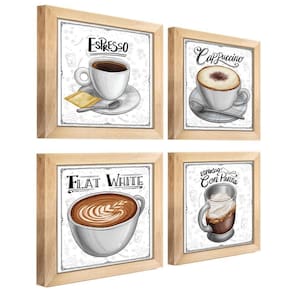 Quadro Decorativo Café Expresso Padaria Cozinha 12X12Cm 2 Título Moldura Mel