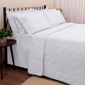 Kit Cobre Leito Buettner Liso Casal Sonata Branco