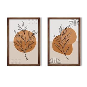 Quadro Decorativo Caixa Alta 2 Un 40x60 Folhas Minimalistas Titulos Moldura Madeira