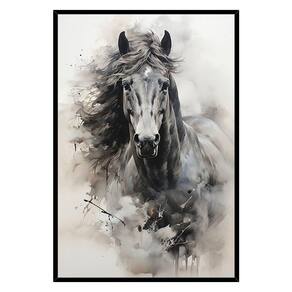 Quadro Decorativo Cavalo Aquarela Moldura Cx Alta 40x60 Título Moldura Preta