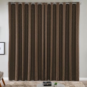 Cortina Turin Jacquard Semiblackout Floral 2,00x1,70m Para Sala Quarto Varão 2m Ilhóses - Café