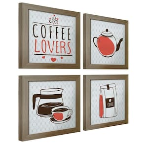 Quadro Cozinha Café Padaria Copa 20X20Cm Kit 4 Un Madeira