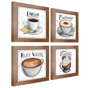 Quadro Decorativo Café Expresso Padaria Cozinha 12X12Cm 2 Título Moldura Ocre
