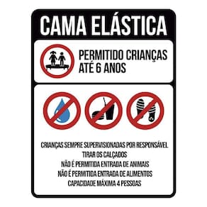 Kit 3 Placas Sinalização - Regras Cama Elástica Condomínio