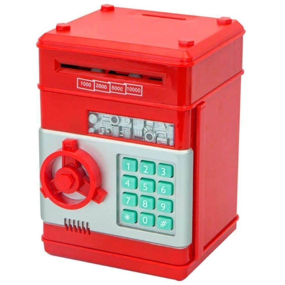 Mini Cofre Eletrônico Digital Senha 4 Dígitos Notas E Moedas (vermelho)