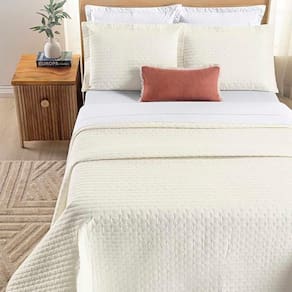 Kit Cobre Leito Colcha Quality Queen 3 Peças Percale 200 Fios Bordado - Palha
