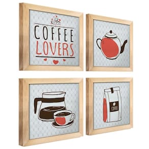 Quadro Cozinha 20x20cm Kit 4 Un Titulos Moldura Mel