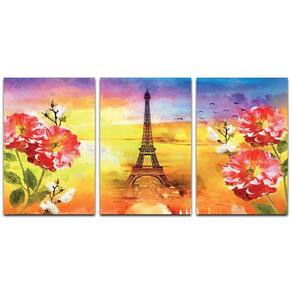 Kit Placas Quadros Decorativos 3 Pçs Mdf 20X30 Floridas Titulo Flores Paris