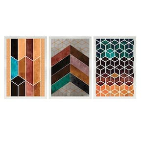 Quadros Chevron Com Moldura Premium 30x45 Kit 3 Peças Titulos 115-pbr