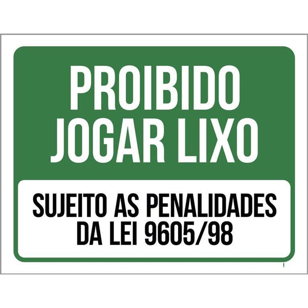 Placa Proibido Jogar Lixo Sujeito Penalidades Da Lei 36X46