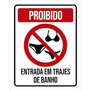 Kit 3 Placas Proibido Entrada Em Trajes De Banho