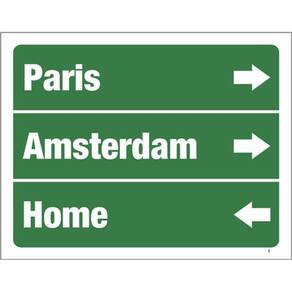 Kit 3 Placas Sinalização - Paris Amsterdam Home