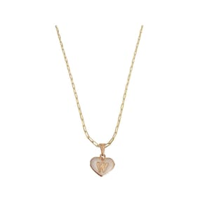 Colar Cartier 50Cm Coração Branco Letra W Banhado Ouro 18K