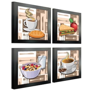 Quadro Decorativo 20X20Cm Kit 4Un Titulos Moldura Preta