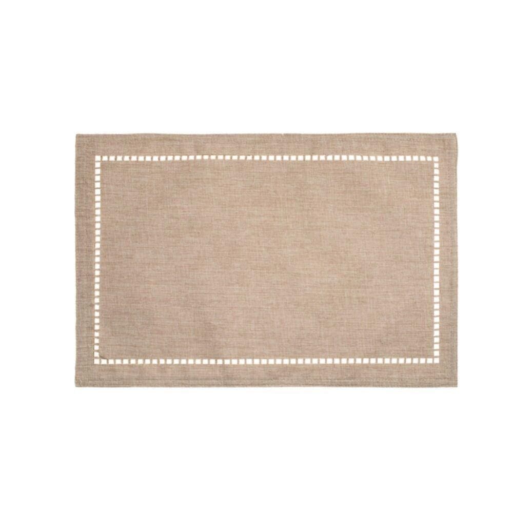 6 Lugares Americanos Retangular Poliéster Linho Bege 45cm Lyor