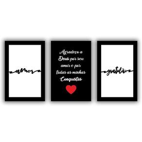 Kit Placas Quadros Decorativos 3pçs 20x30 Deus Amor Gratidão