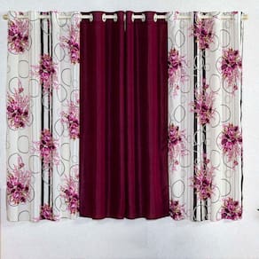 Cortina Isabela Estampada 2m - Floral Vinho