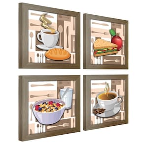 Quadro Decorativo 20X20Cm Kit 4Un Titulos Moldura Madeira