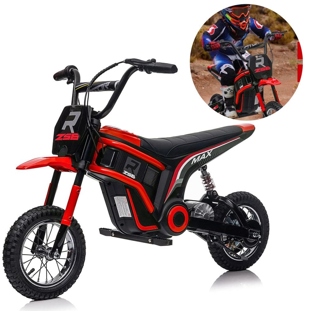 Mini Moto Elétrica Infantil Galactic 24V Trilha Terra com 2 Motores de 350W Rodas de 12 Polegadas Suspensão Luzes LED Sistema de Música