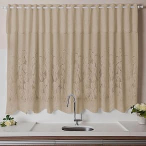 Cortina Renda Cozinha Tulipa Marrom 2,80Larg X 1,50Alt