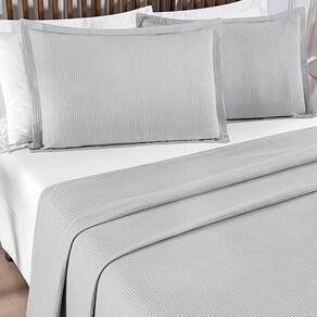 Kit Cobre Leito Colcha Sorento Queen 3 Peças Piquet 100% Algodão Premium - Cinza