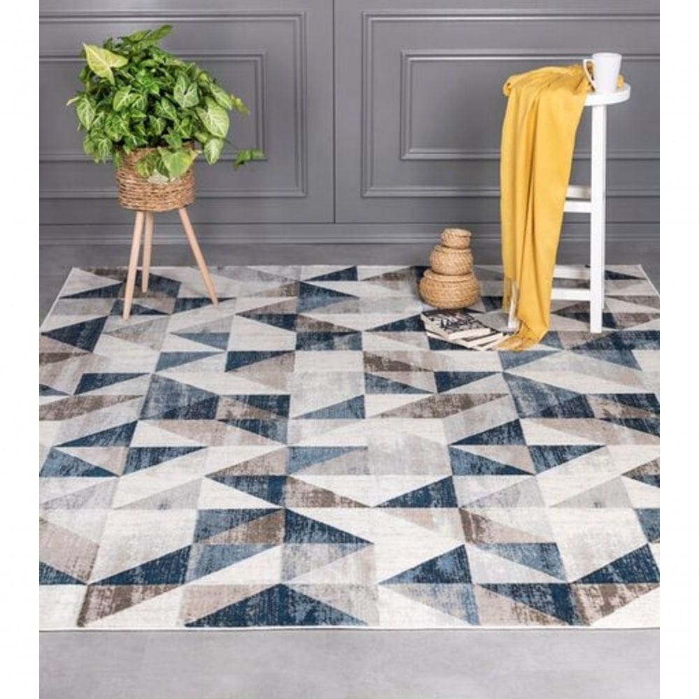 Tapete Para Sala Turco Edantex Condor Des.4 - 140x200cm Azul