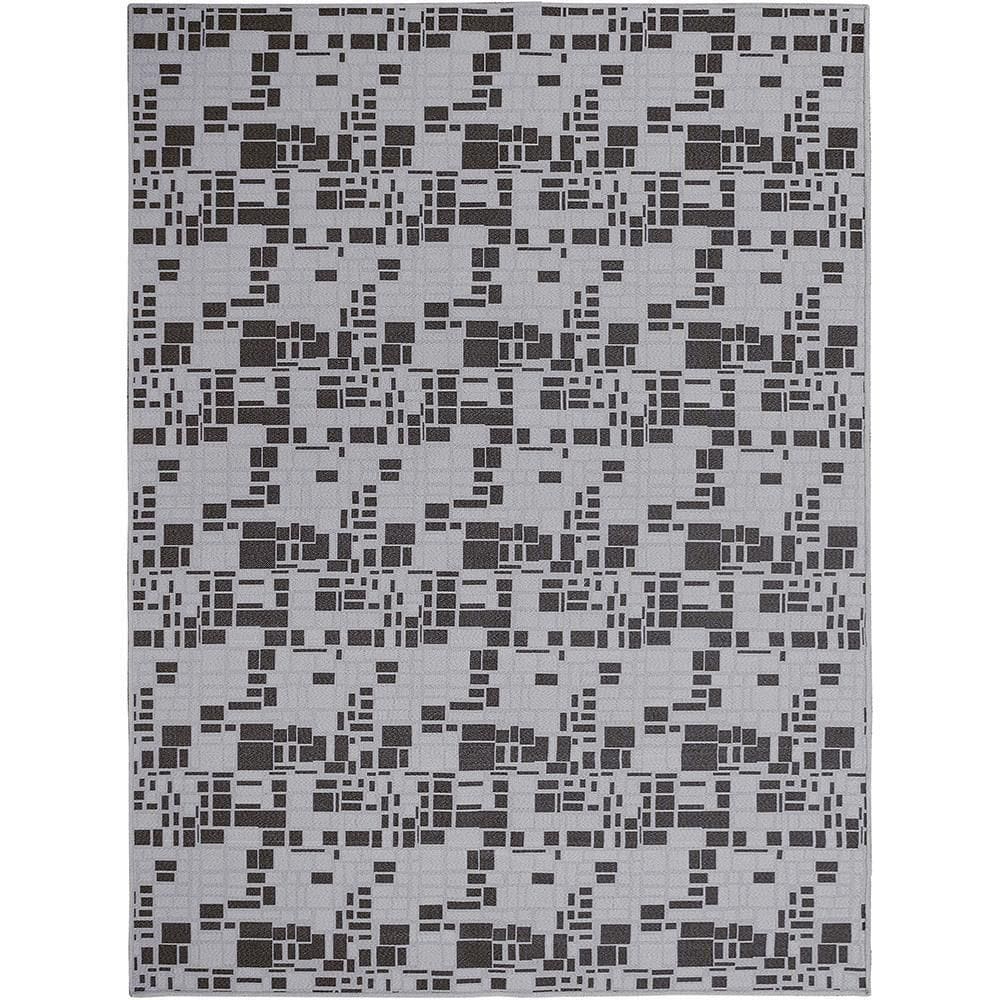 Tapete Para Sala Facile Cinza Quadros 1,50x2,00 São Carlos