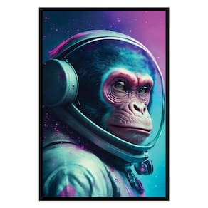 Quadro Astronauta Macaco Moldura Cx Alta 40x60cm Titulo Moldura Preta