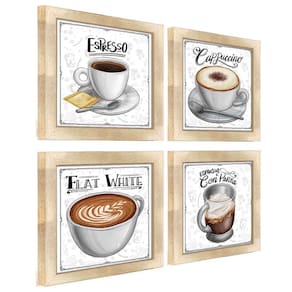 Quadro Decorativo Café Expresso Padaria Cozinha 12X12Cm 2 Título Moldura Carvalho