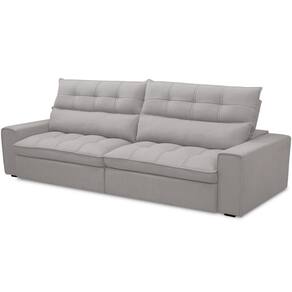 Sofá Retrátil Reclinável Para Sala De Estar Living 250cm Dimas F04 Veludo Cinza