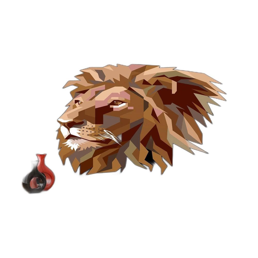 Papel De Parede Animais Leão Rosto Arte Preto 3,5M Anm457