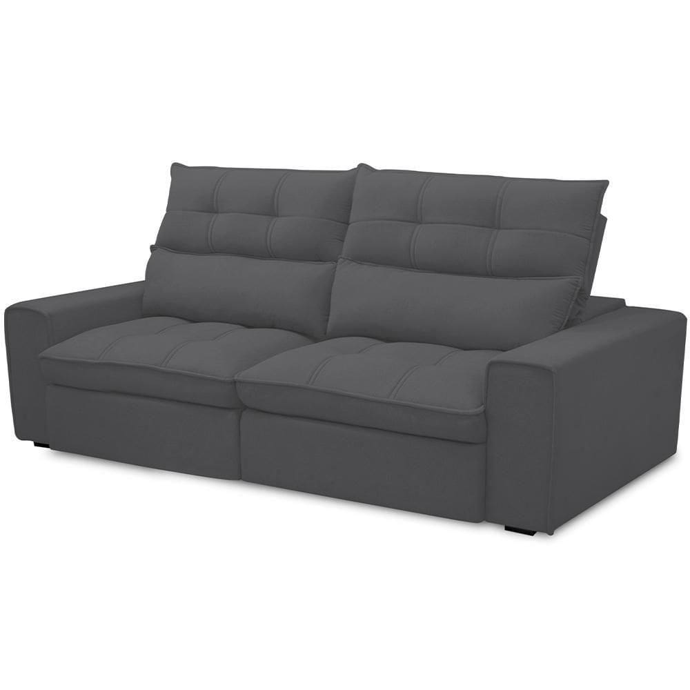 Sofá Retrátil Reclinável Para Sala De Estar Living 210cm Dimas F04 Bouclê Grafite