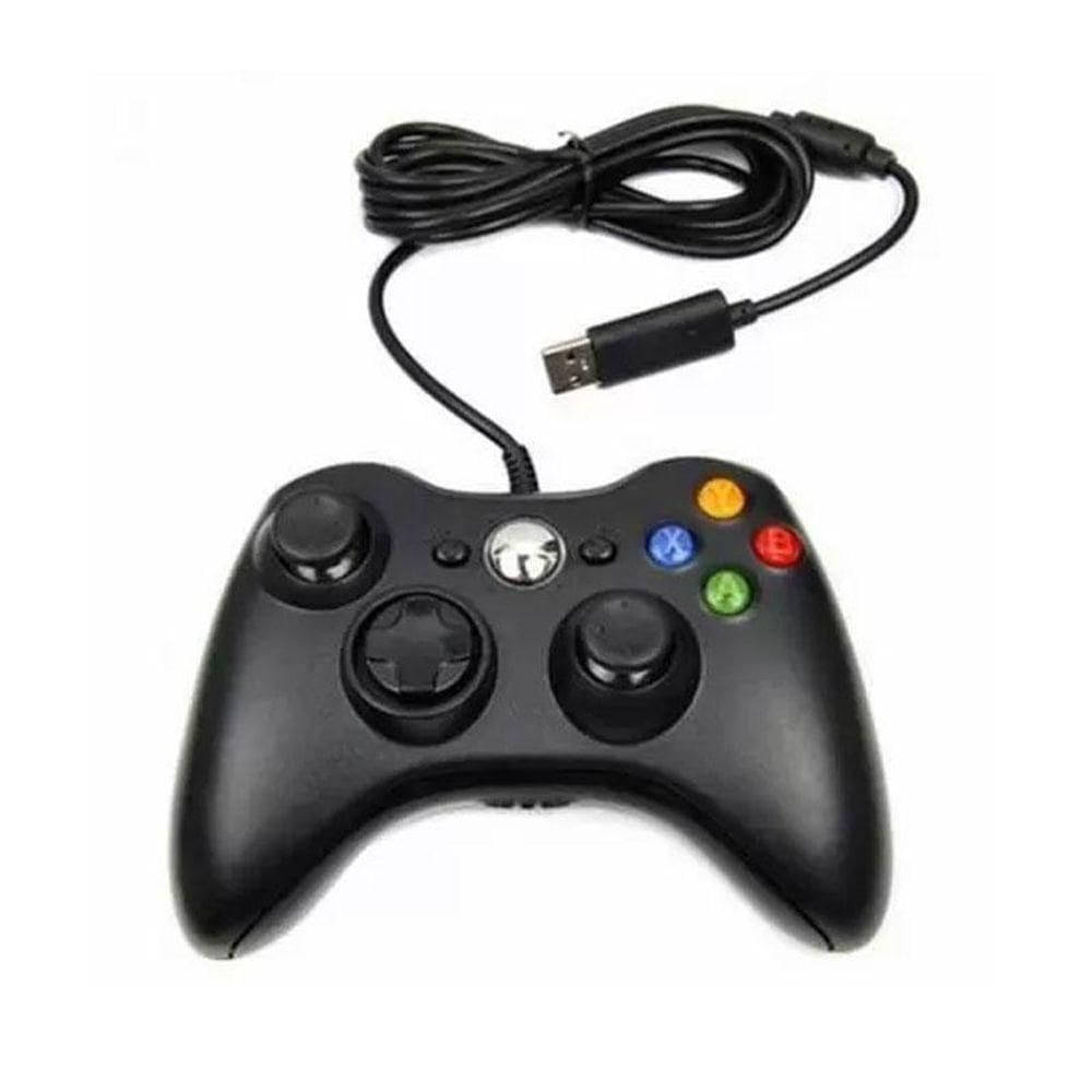 Controle Com Fio Usb Para Xbox 360 e Computadores - Preto