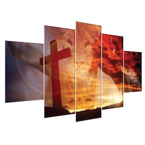 Quadros Decorativos Sala Leão Judá Jesus Cruz Religioso Kit
