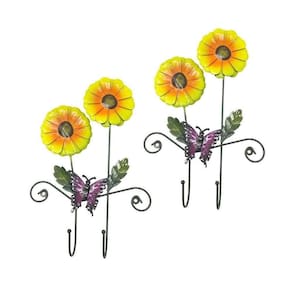 Gancho De Metal Duplo Para Bone Chapeu Bolsa Enfeite Flor Amarela Pendura Com 2 (Pt-C-G)