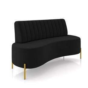 Sofá 2 Lugares Living 160cm Pé Ferro Dourado Maraú Veludo Preto K01 - D\`rossi