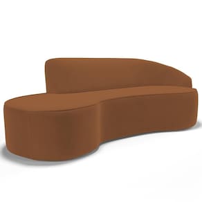Sofá 3 Lugares Curvo Living Firenze Direito D02 Veludo Telha 210cm C-262 - Lyam